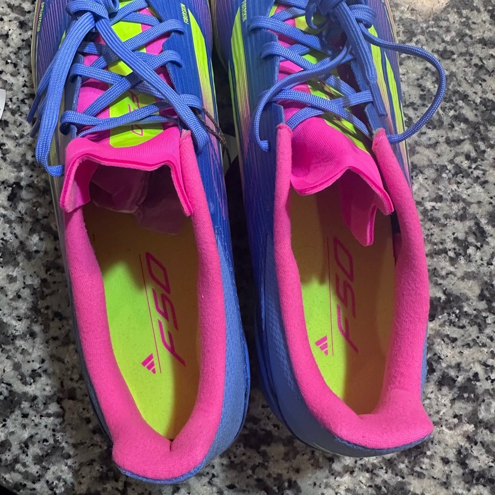 Adidas F50 League TF Soccer Cleats Shoes Mens Size 11.5 Blue Pink Neon Green - Picture 5 of 12